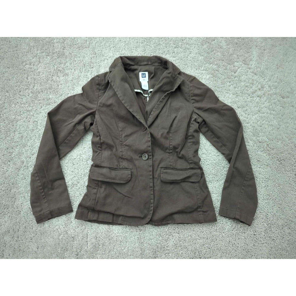 GAP‎ Blazer Womens 2 Brown Single Button Front Flap Pockets Business Casual